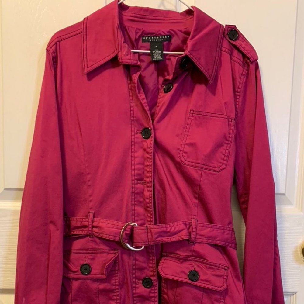 Apostrophe Fuchsia Trench coat Size 14